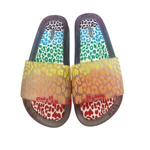 Melissa Beach Slide Women’s Size 6 Rainbow Edition Sandal Clear Orange Brazil